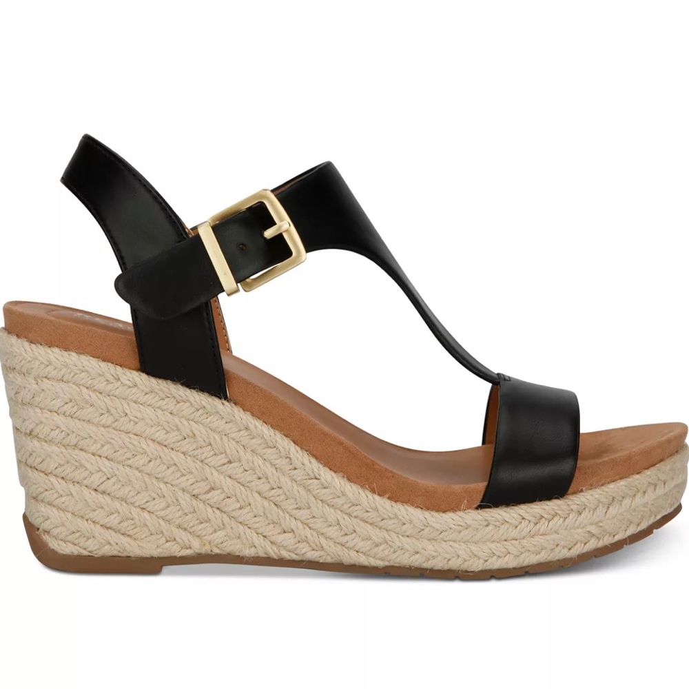 Kenneth Cole Card Wedge Sandals as 10 Black Brand New Heel